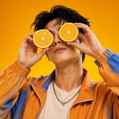 Vierro Dirty Citrus perfume bottle with vibrant orange and yellow design, showcasing a fresh and bold citrus fragrance.