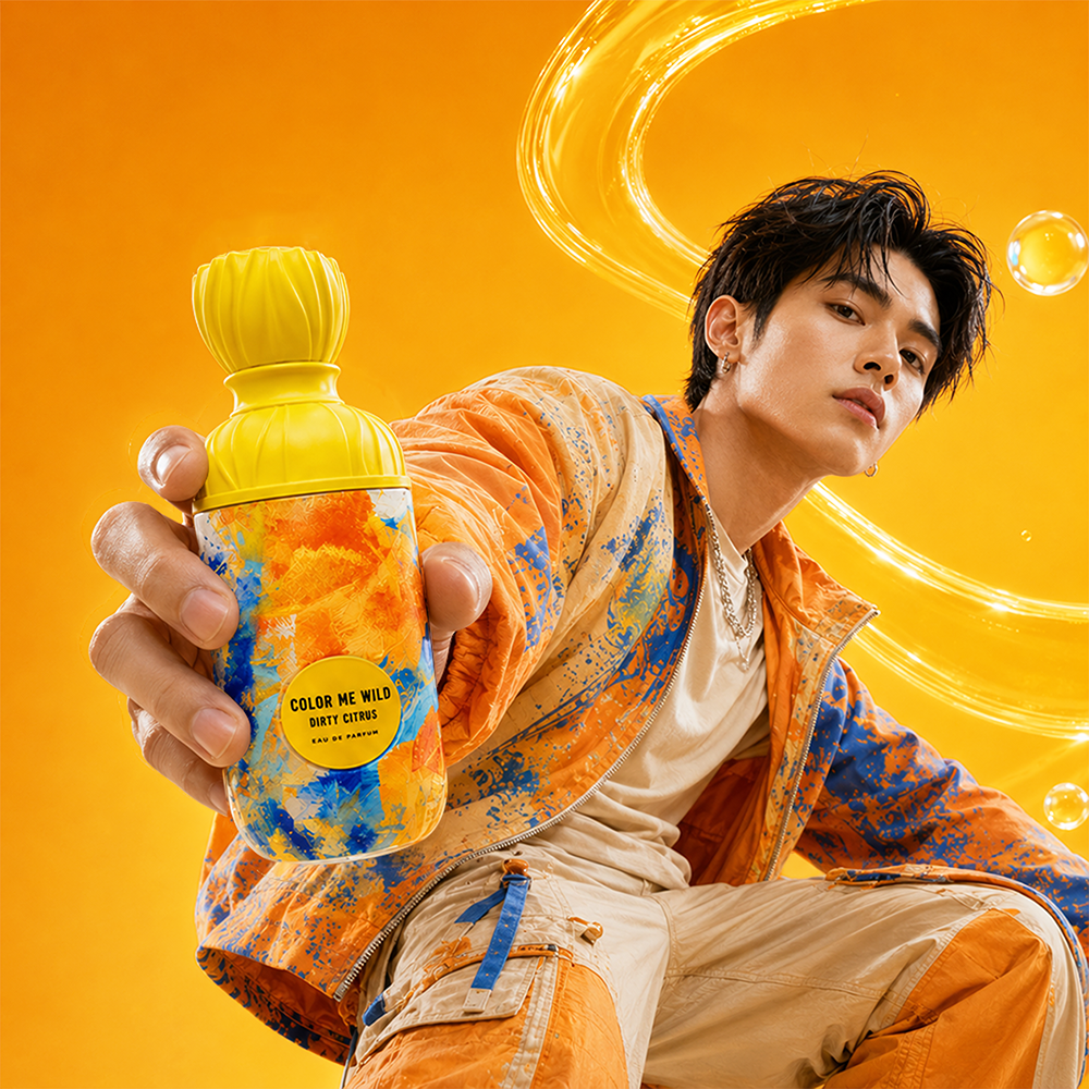 Vierro Dirty Citrus perfume bottle with vibrant citrus-themed packaging and sleek design.