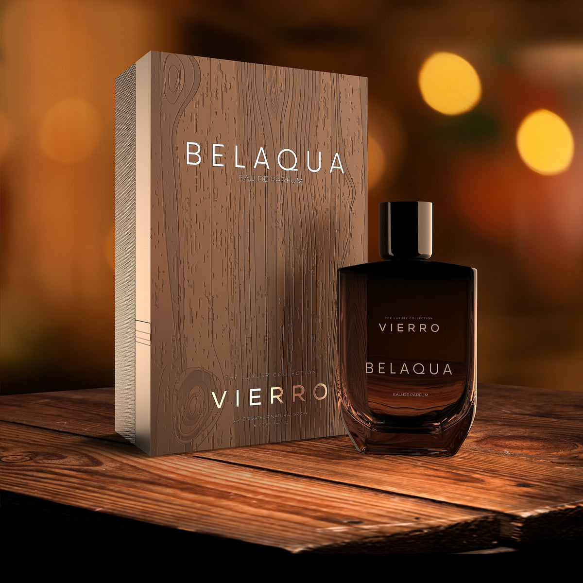 BELAQUA perfume bottle by Vierro, featuring a sleek design and elegant scent packaging.