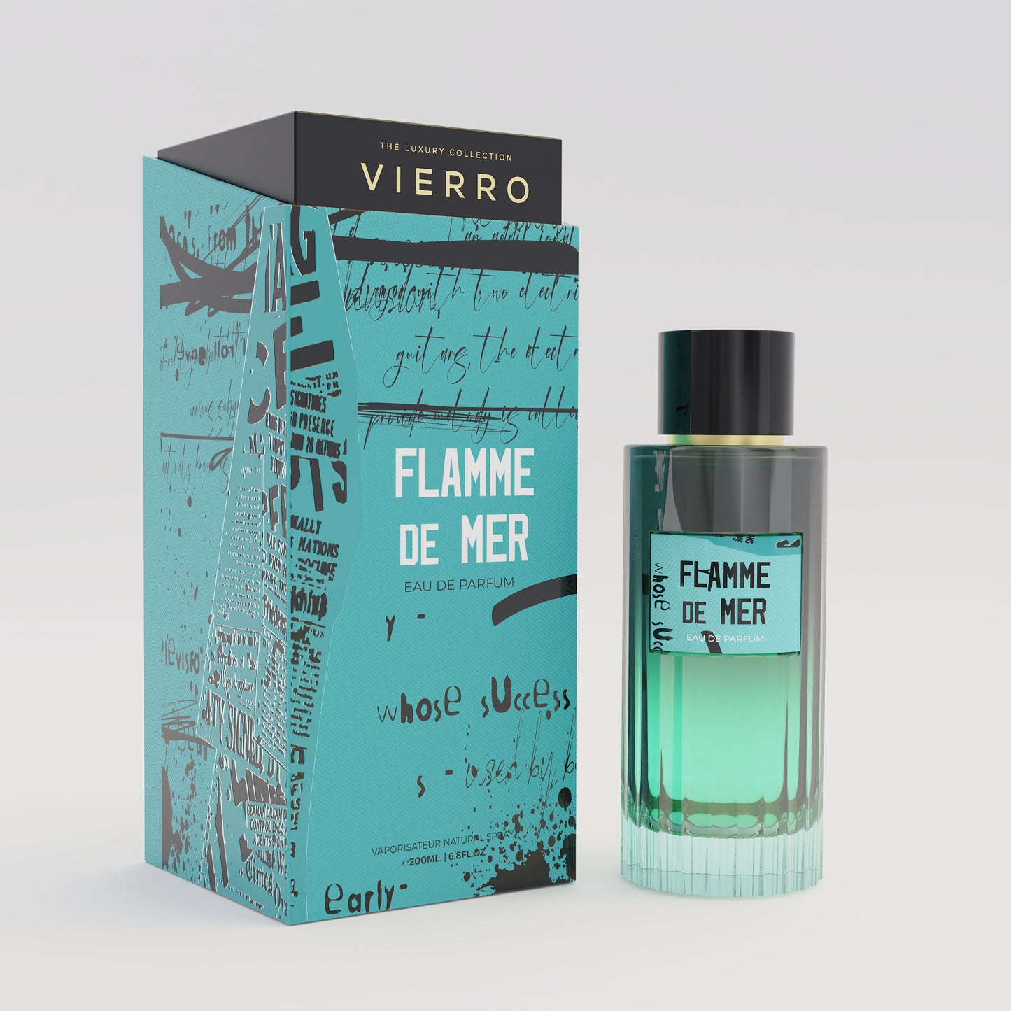 Vierro Flamme de Mer perfume boxes featuring elegant packaging and a luxurious, ocean-inspired fragrance design.