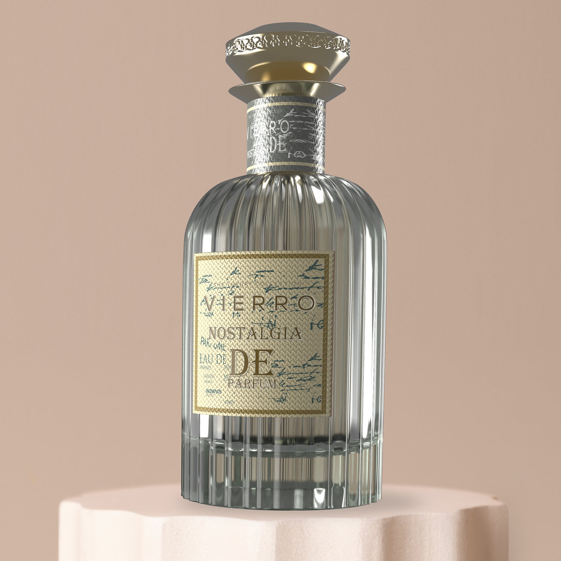 Vierro Nostalgia de Parfum bottle with elegant design, showcasing the floral and woody scent profile of this luxury perfume.