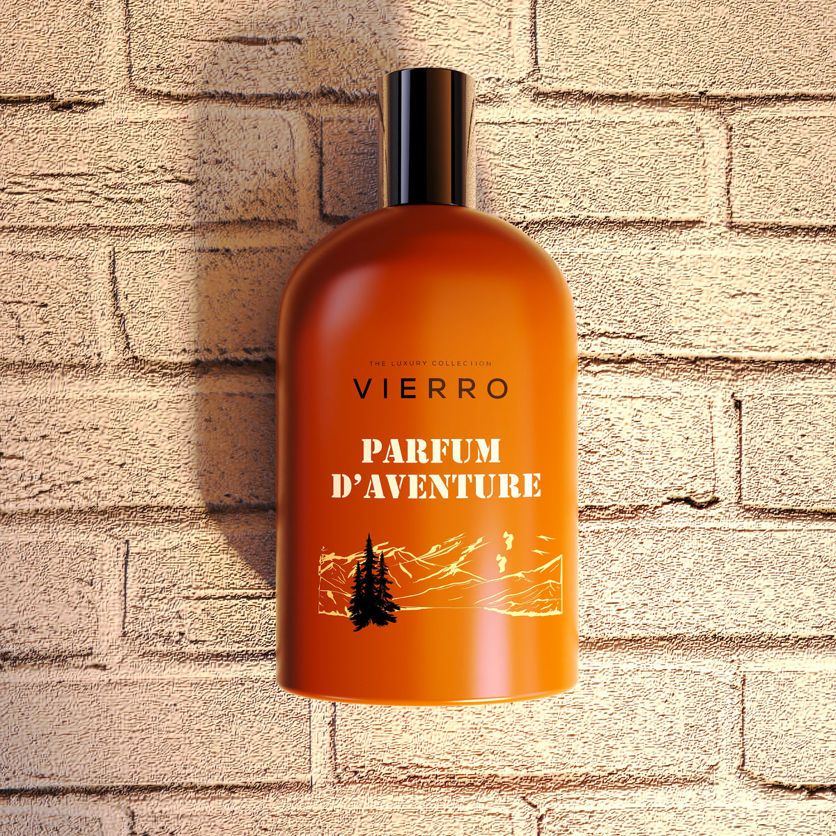 Vierro Parfum d'Aventure perfume bottle with elegant design and floral accents, showcasing the luxurious fragrance product.