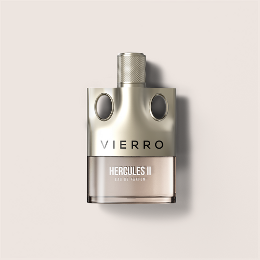Vierro Hercules II perfume bottle with sleek design, showcasing elegant packaging and a sophisticated fragrance presentation.
