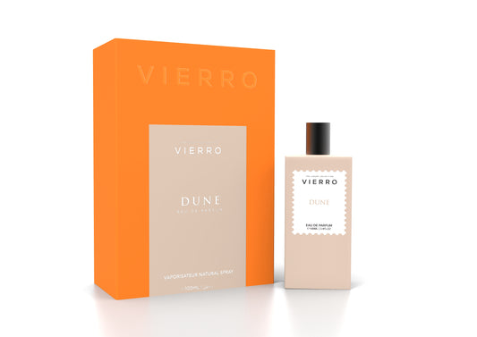 Vierro DUNE perfume bottle with elegant packaging, showcasing the luxurious fragrance for women.