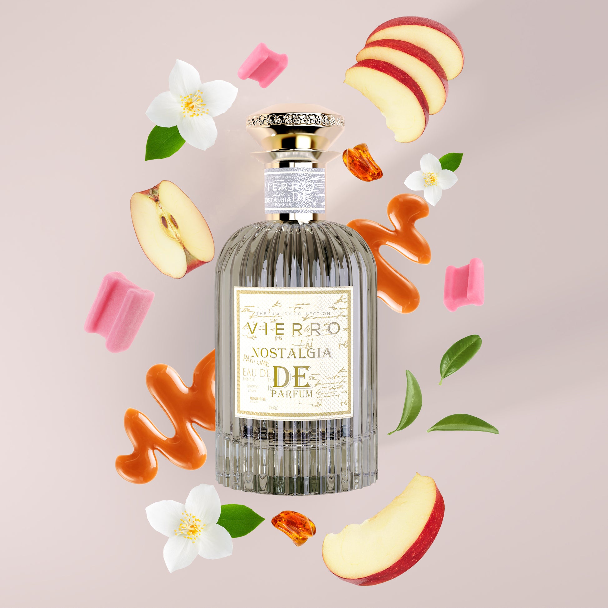 Vierro Nostalgia de Parfum perfume bottle with elegant label, showcasing a luxurious fragrance gift set.