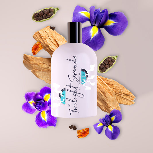Vierro Twilight Serenade perfume bottle with elegant floral and fruity notes displayed on a sleek background.